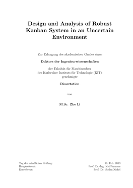 Design and Analysis of Robust Kanban System in an Uncertain Environment