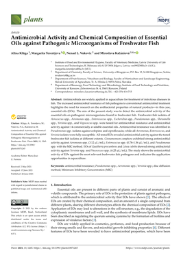 Antimicrobial Activity and Chemical Composition of Essential Oils Against Pathogenic Microorganisms of Freshwater Fish