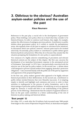 Australian Asylum-Seeker Policies and the Use of the Past