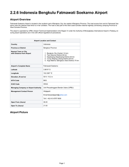 2.2.6 Indonesia Bengkulu Fatmawati Soekarno Airport