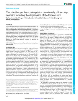 The Plant Hopper Issus Coleoptratus Can Detoxify Phloem Sap Saponins