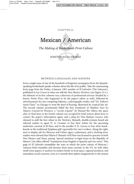 Mexican/American: the Making of Borderlands Print Culture