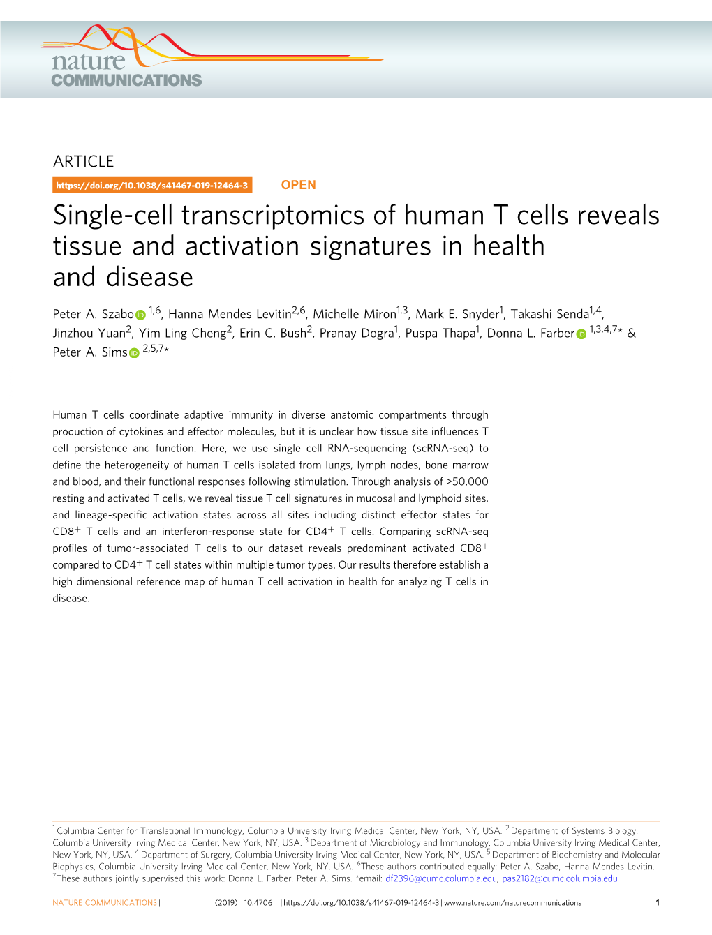 Single-Cell Transcriptomics of Human T Cells Reveals Tissue and Activation Signatures in Health and Disease