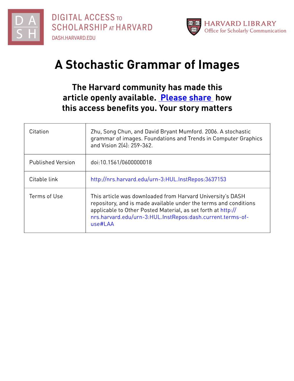 A Stochastic Grammar of Images