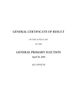General Certificate of Result General Primary