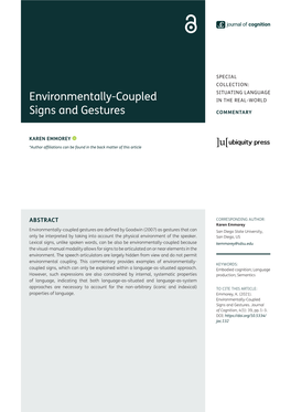 Environmentally-Coupled Signs and Gestures
