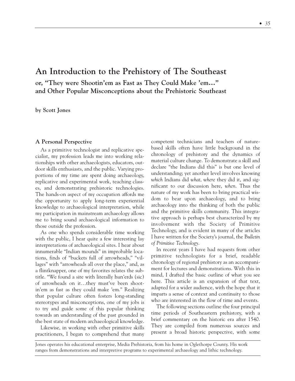 An Introduction to the Prehistory of the Southeast