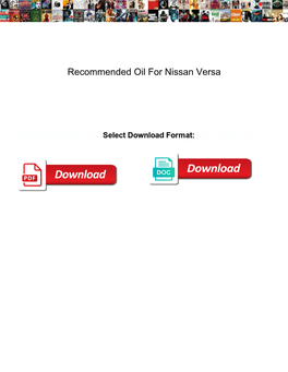 Recommended Oil for Nissan Versa
