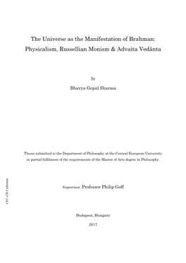 Physicalism, Russellian Monism & Advaita Vedānta