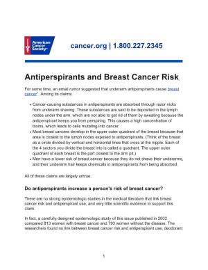 Antiperspirants and Breast Cancer Risk