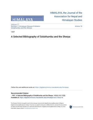 A Selected Bibliography of Solukhumbu and the Sherpa