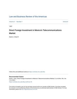 Direct Foreign Investment in Mexico's Telecommunications Market