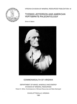 Thomas Jefferson and American Vertebrate Paleo Nto Logy