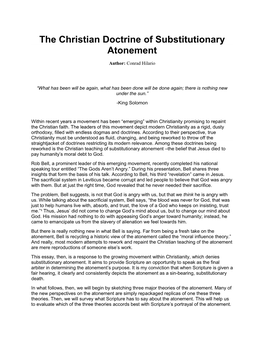 The Christian Doctrine of Substitutionary Atonement