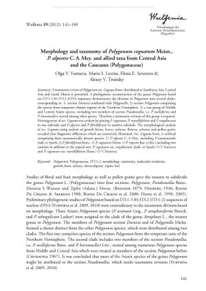 Morphology and Taxonomy of Polygonum Cognatum Meisn., P