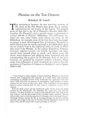 Photius on the Ten Orators , Greek, Roman and Byzantine Studies, 33:2 (1992:Summer) P.159