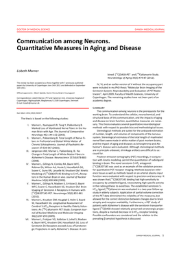 Communication Among Neurons. Quantitative Measures in Aging and Disease