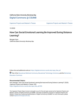 How Can Social Emotional Learning Be Improved During Distance Learning?