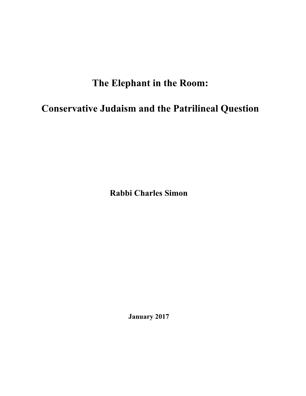 Conservative Judaism and the Patrilineal Question