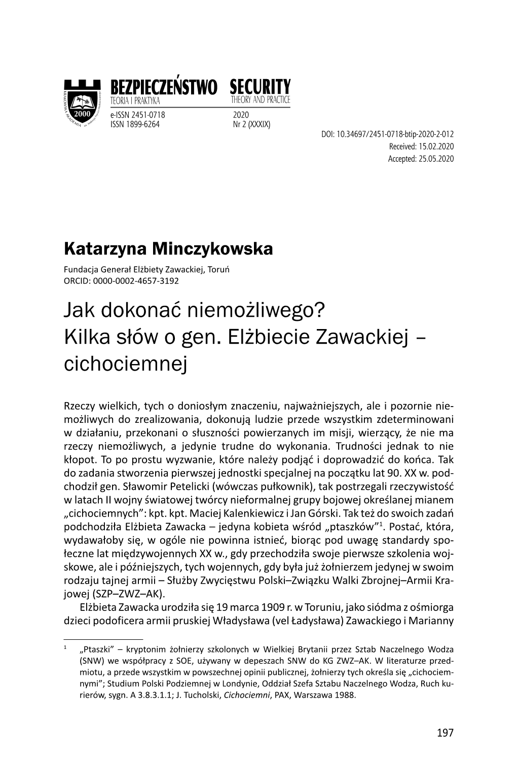 Kilka Słów O Gen. Elżbiecie Zawackiej – Cichociemnej