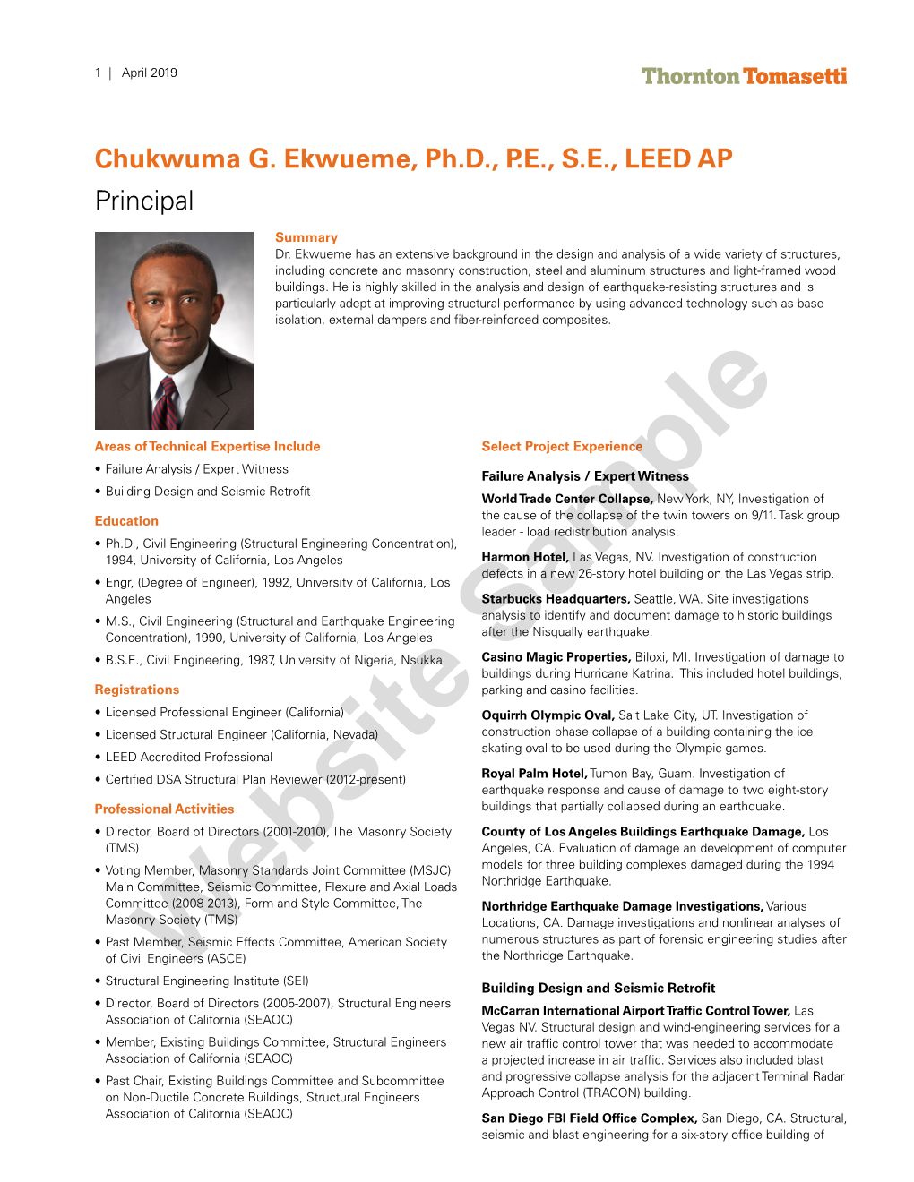 Chukwuma G. Ekwueme, Ph.D., P.E., S.E., LEED AP Principal