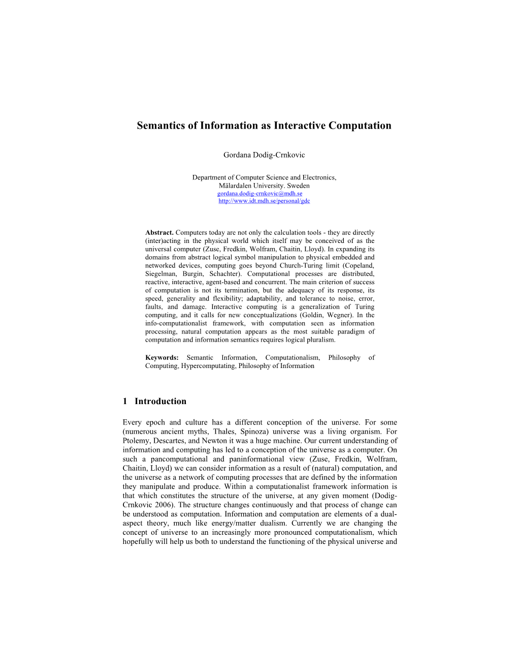 Semantics of Information As Interactive Computation