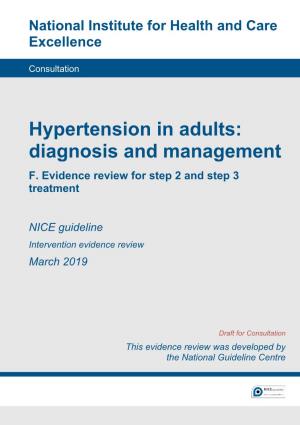 Hypertension in Adults: Diagnosis and Management F