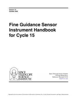 Fine Guidance Sensor Instrument Handbook for Cycle 15