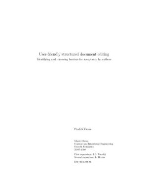 User-Friendly Structured Document Editing Identifying and Removing Barriers for Acceptance by Authors