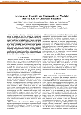 Development, Usability and Communities of Modular Robotic Kits for Classroom Education