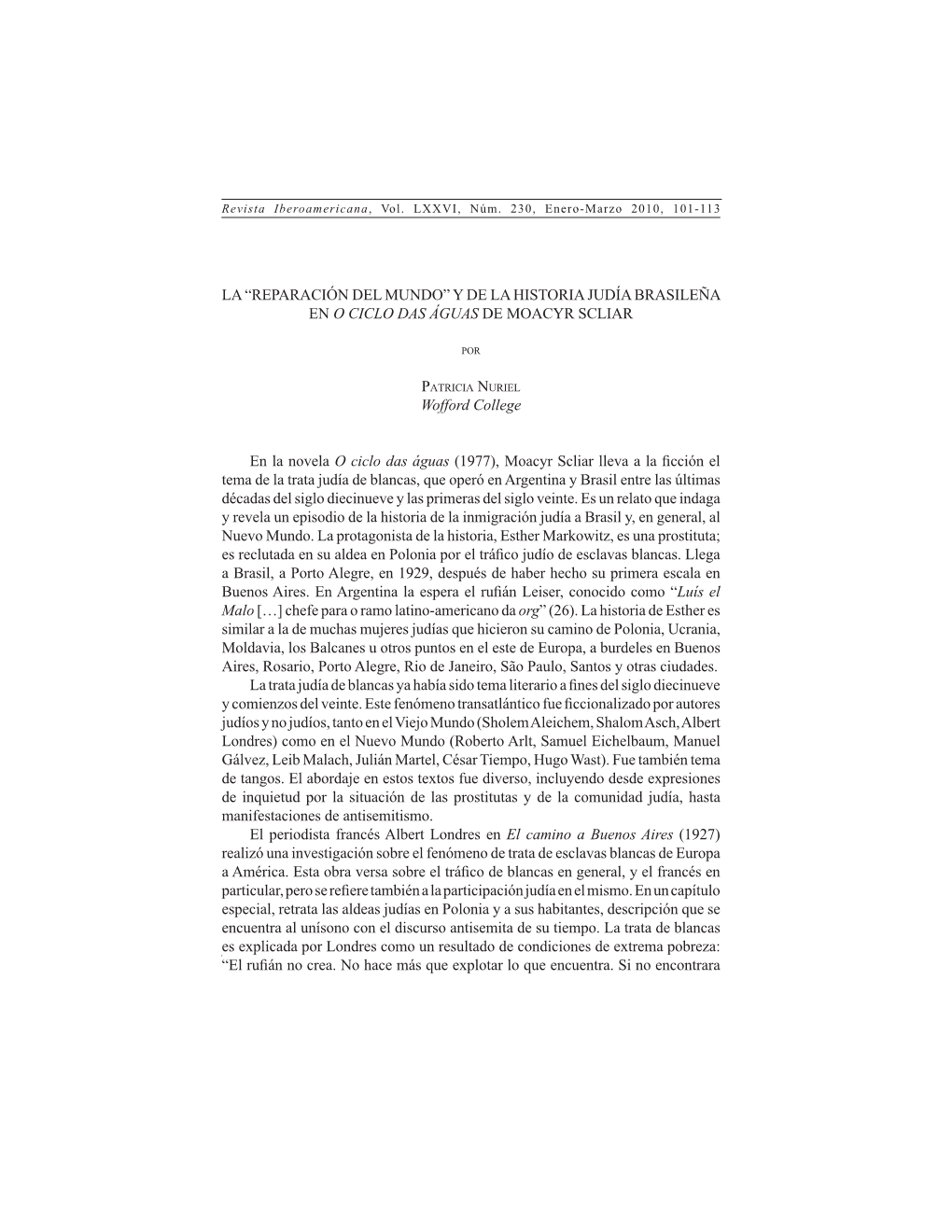 Y De La Historia Judía Brasileña En O Ciclo Das Águas De Moacyr Scliar