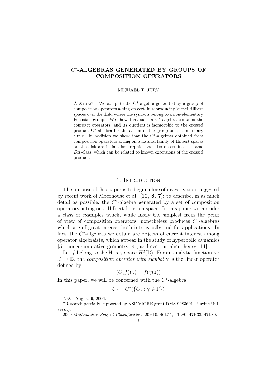 C*-Algebras Generated by Groups of Composition Operators