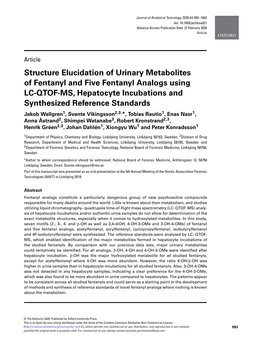 Structure Elucidation of Urinary Metabolites of Fentanyl and Five