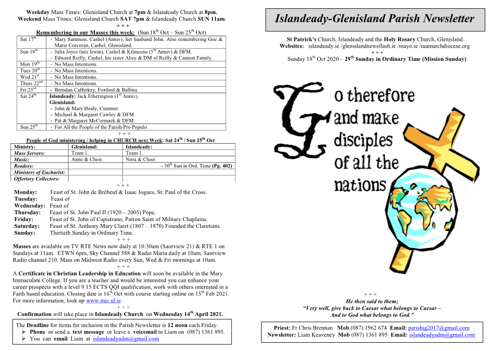 Islandeady-Glenisland-Parish-Newsletter-18Th-October