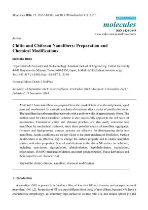 Chitin and Chitosan Nanofibers: Preparation and Chemical Modifications