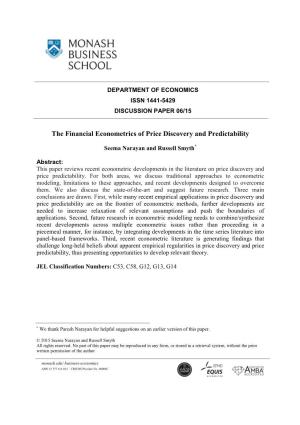 The Financial Econometrics of Price Discovery and Predictability