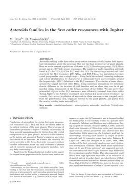 Asteroids Families in the First Order Resonances with Jupiter