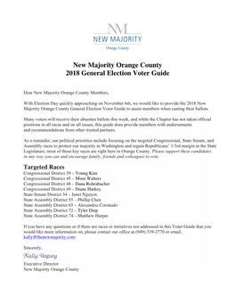 New Majority Orange County 2018 General Election Voter Guide