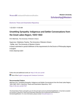 Indigenous and Settler Conversations from the Great Lakes Region, 1820-1860