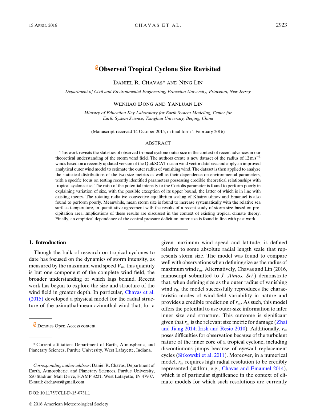 Observed Tropical Cyclone Size Revisited