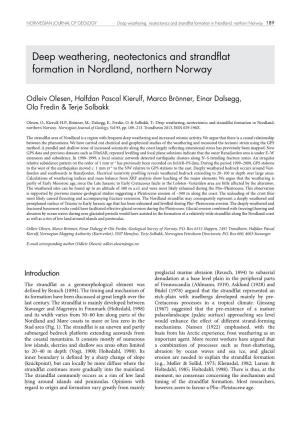 Deep Weathering, Neotectonics and Strandflat Formation in Nordland, Northern Norway 189
