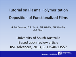 Tutorial on Plasma Polymerization Deposition of Functionalized Films