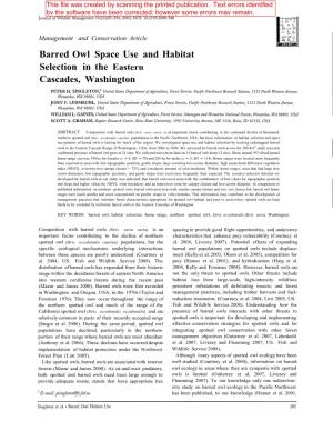 Barred Owl Space Use and Habitat Selection in the Eastern Cascades, Washington
