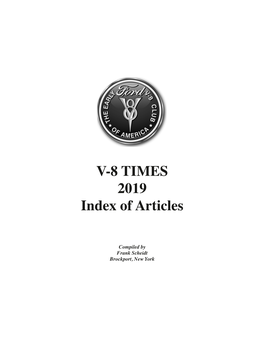 V-8 TIMES 2019 Index of Articles