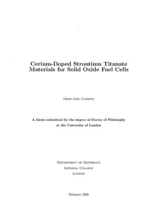 Cerium-Doped Strontium Titanate Materials for Solid Oxide Fuel Cells