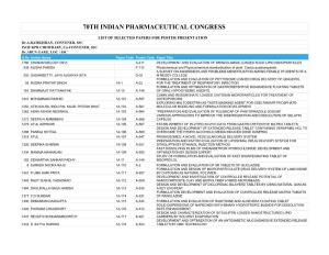 List of Selected Papers for Poster Presentation