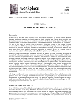 The Radical Keynes: an Appraisal