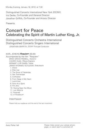 Concert for Peace Celebrating the Spirit of Martin Luther King, Jr