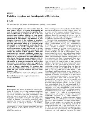 Cytokine Receptors and Hematopoietic Differentiation