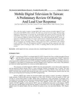 Mobile Digital Television in Taiwan
